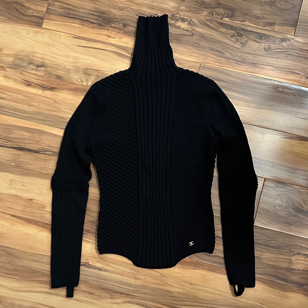 Tory Burch Black Ribbed Turtleneck Sweater - S/P